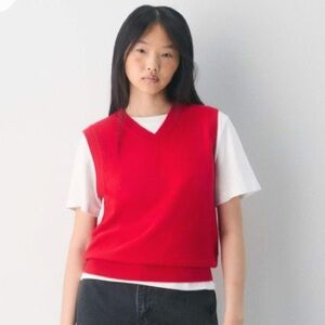 Vintage 100% Italian Merino Wool Red Sweater Vest Fisherman / Cozy Grandpa M